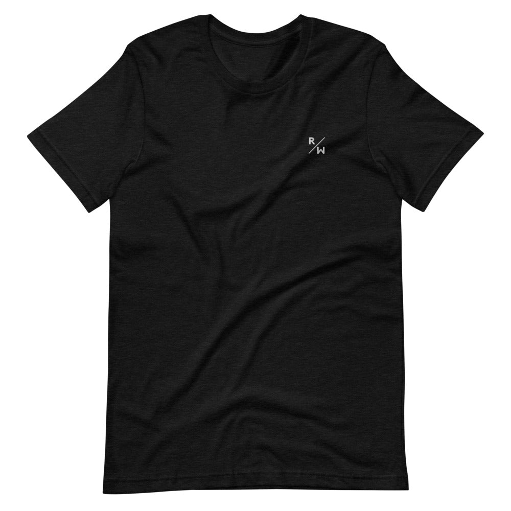 R/W Embroidered Badge Women's Tee - Black Heather
